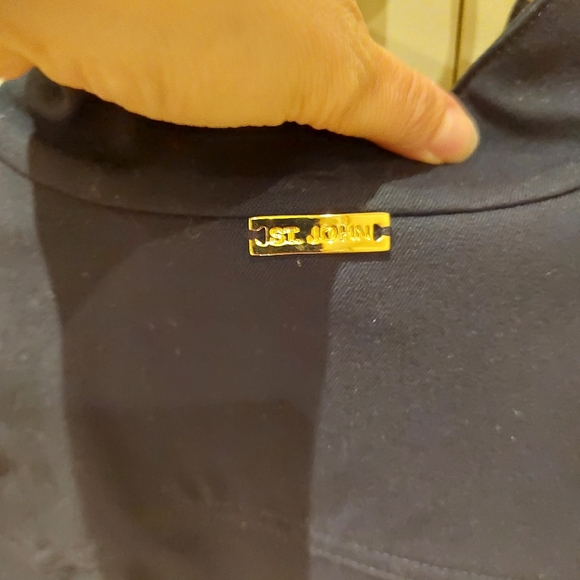 St. John sport black gold buttons stretch canvas blazer denim jacket style small - Picture 4 of 8